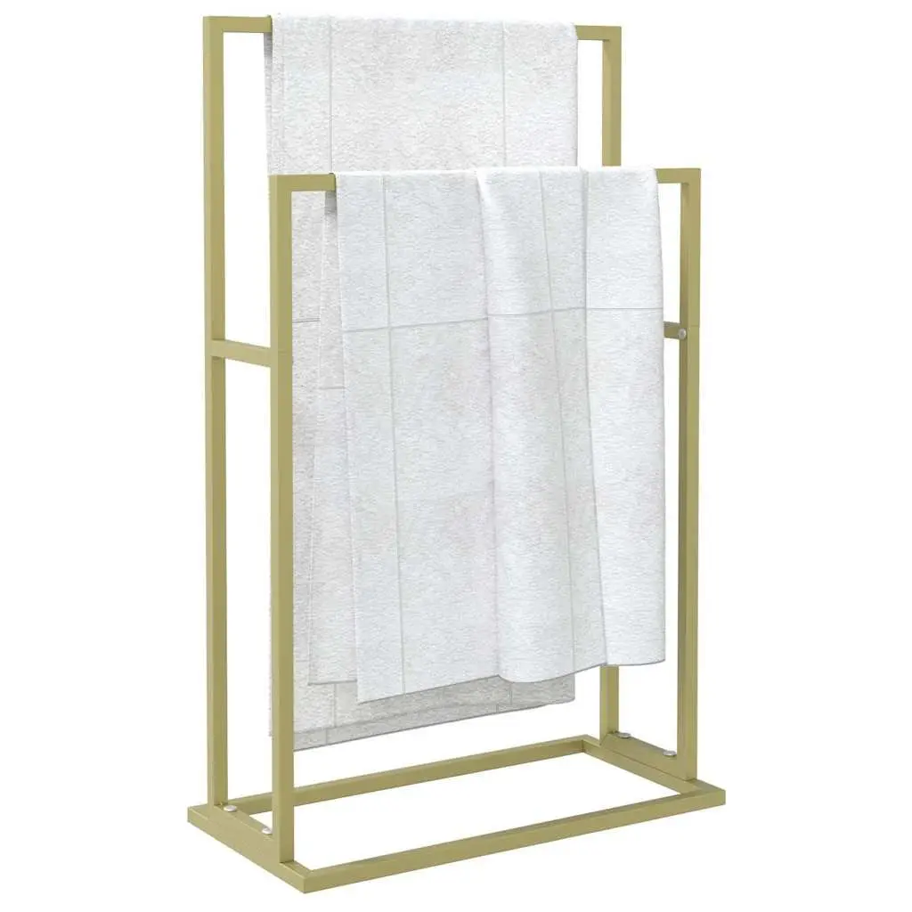 Freestanding Towel Rack Bathroom 2-Tier Gold 48 x 24 x 78.5 cm