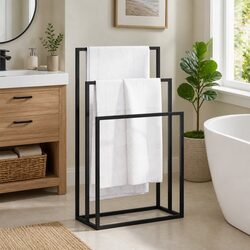 3-Tier Iron Towel Rack: 48cm W x 24cm D x 79cm H