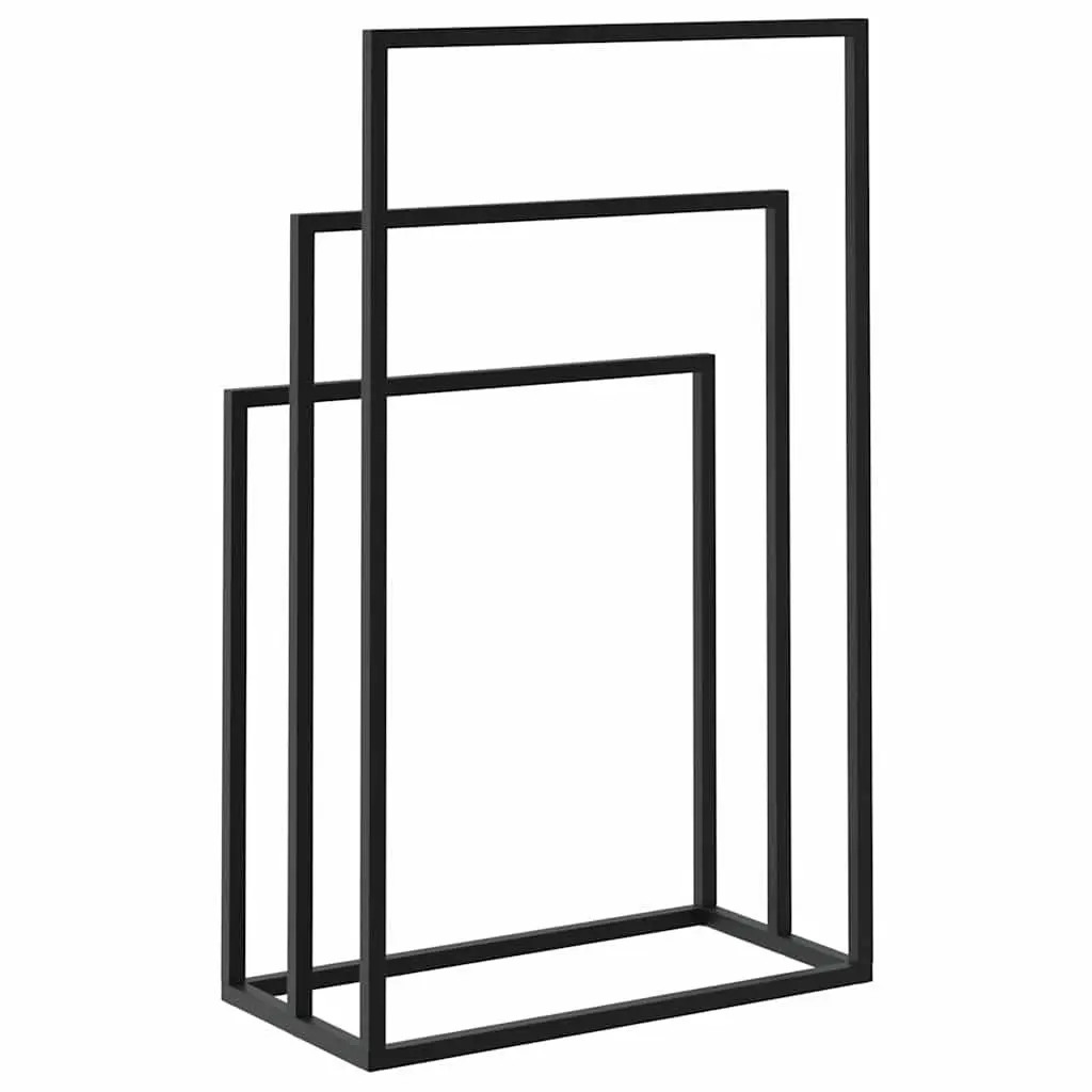 Freestanding Towel Rack Bathroom Storage Holder 3 Tier Black Iron