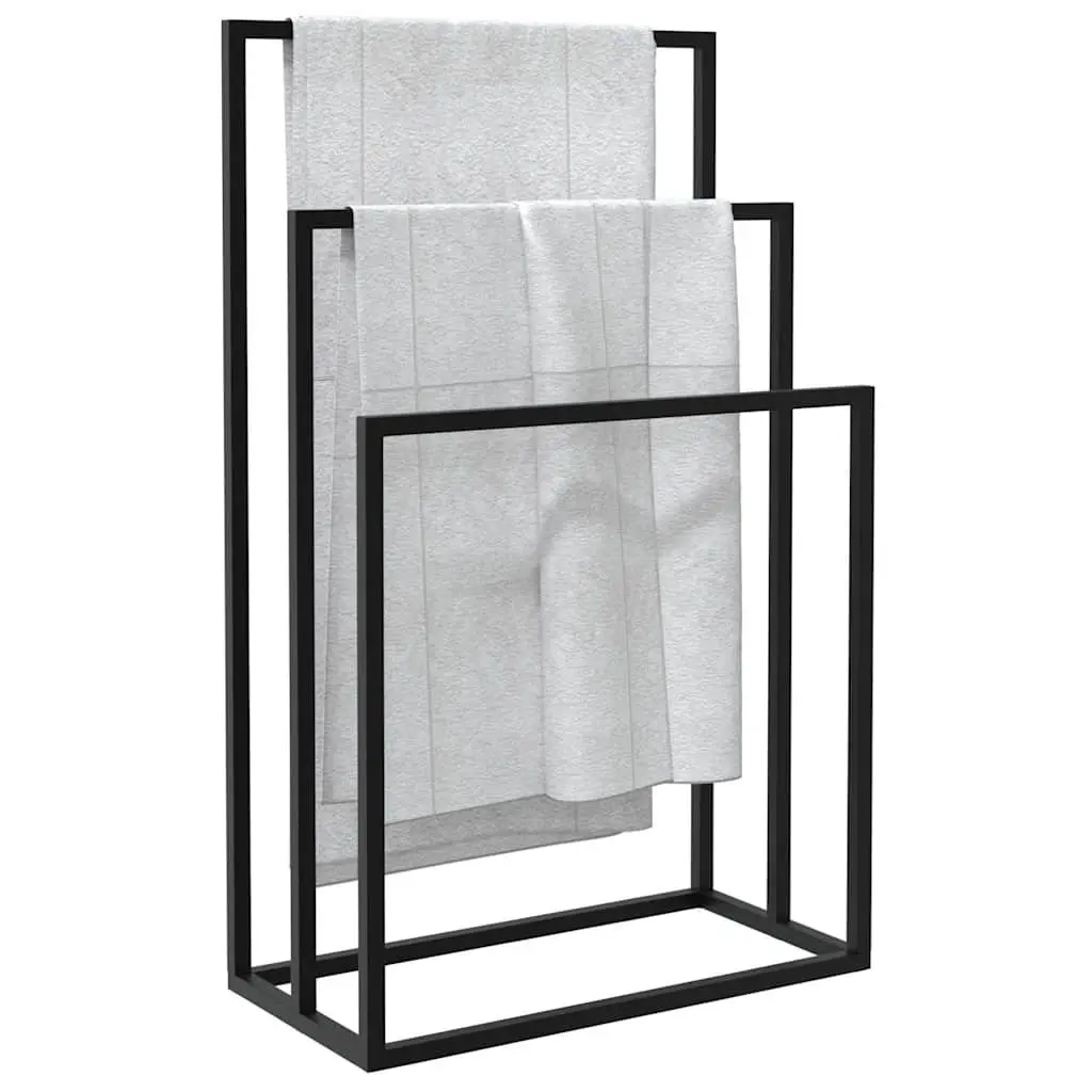 Freestanding Towel Rack Bathroom Storage Holder 3 Tier Black Iron