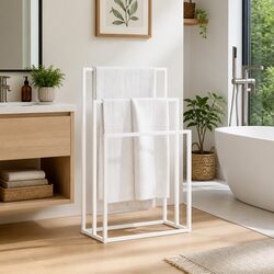 Freestanding Towel Rack 3 Tier White Bathroom Storage Holder Stand Organiser
