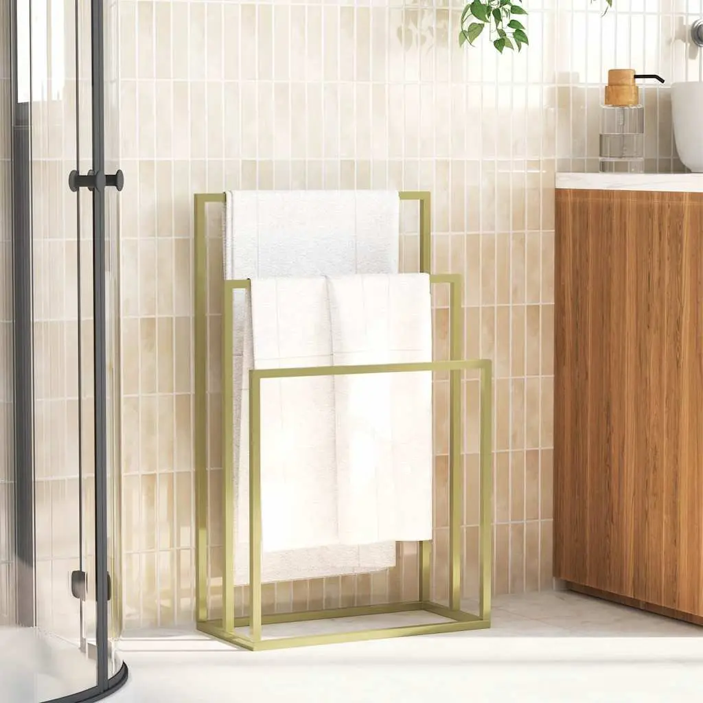 Freestanding Towel Rack Bathroom Storage 3 Tier Iron Gold