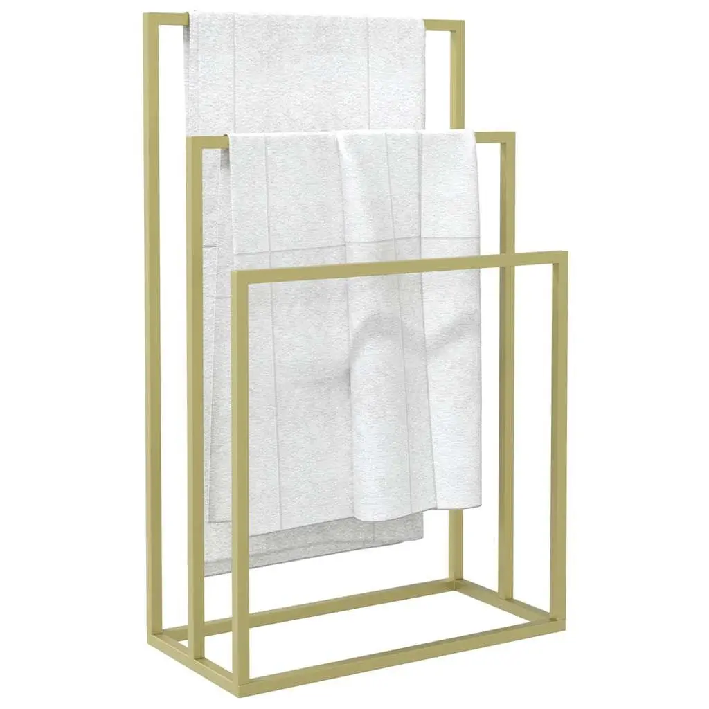 Freestanding Towel Rack Bathroom Storage 3 Tier Iron Gold
