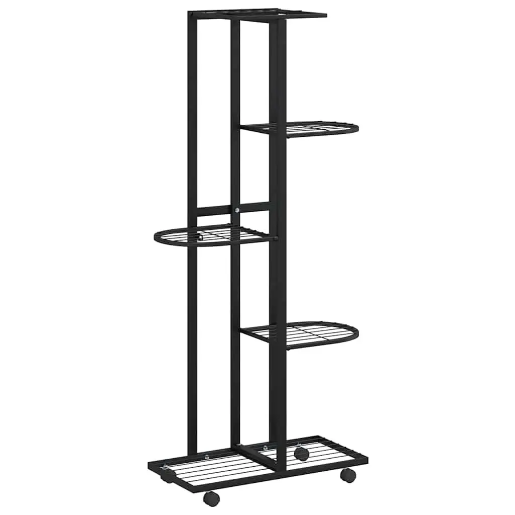 5-Tier Flower Stand with Wheels Iron Plant Rack Corner Shelf Display Stand