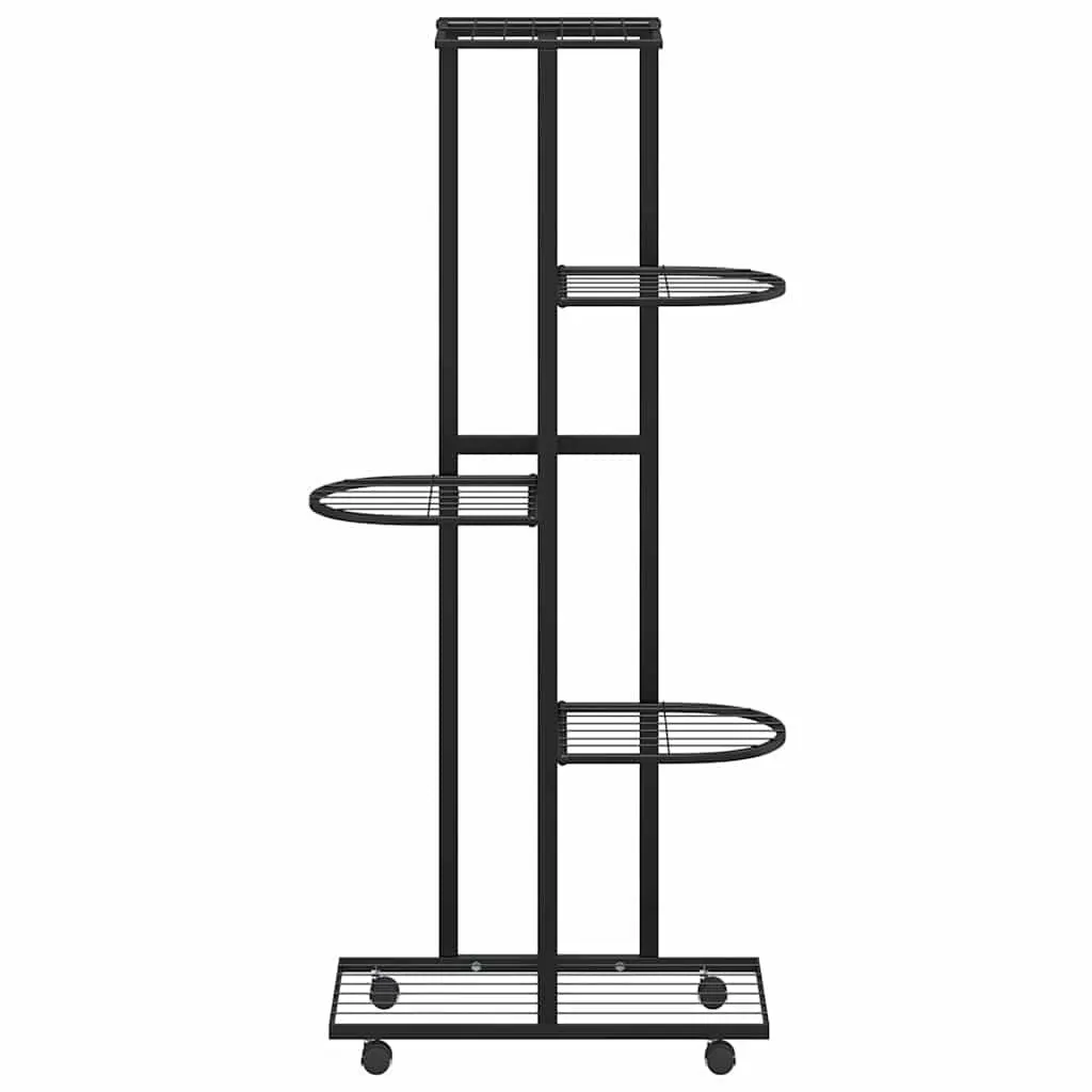 5-Tier Flower Stand with Wheels Iron Plant Rack Corner Shelf Display Stand