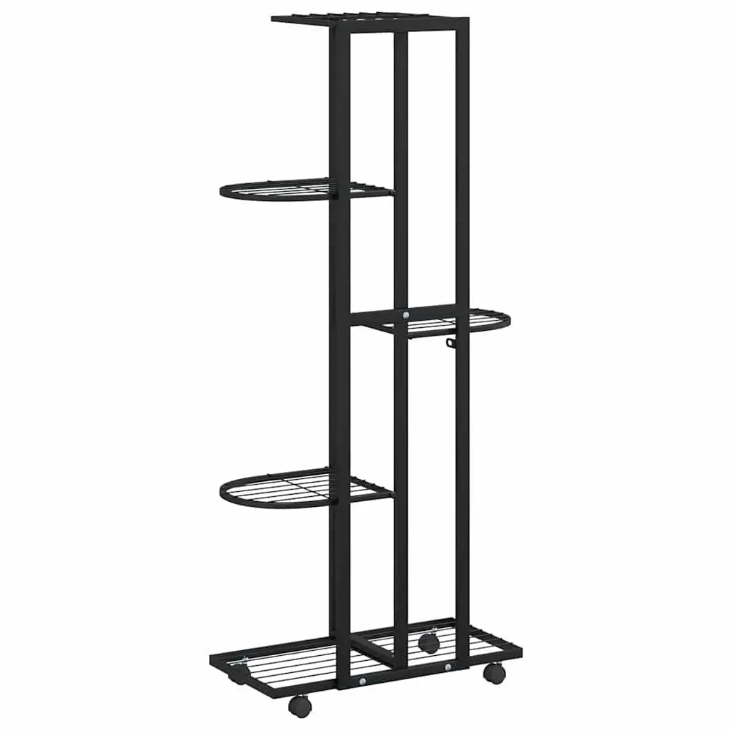 5-Tier Flower Stand with Wheels Iron Plant Rack Corner Shelf Display Stand