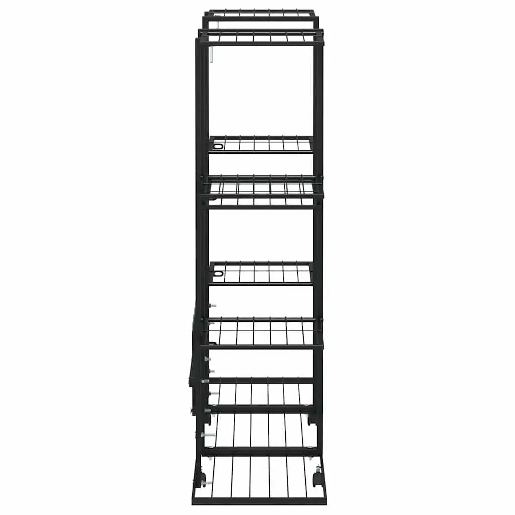Plant Stand with Wheels Black Iron Flower Display Shelf Gardening Storage Rack