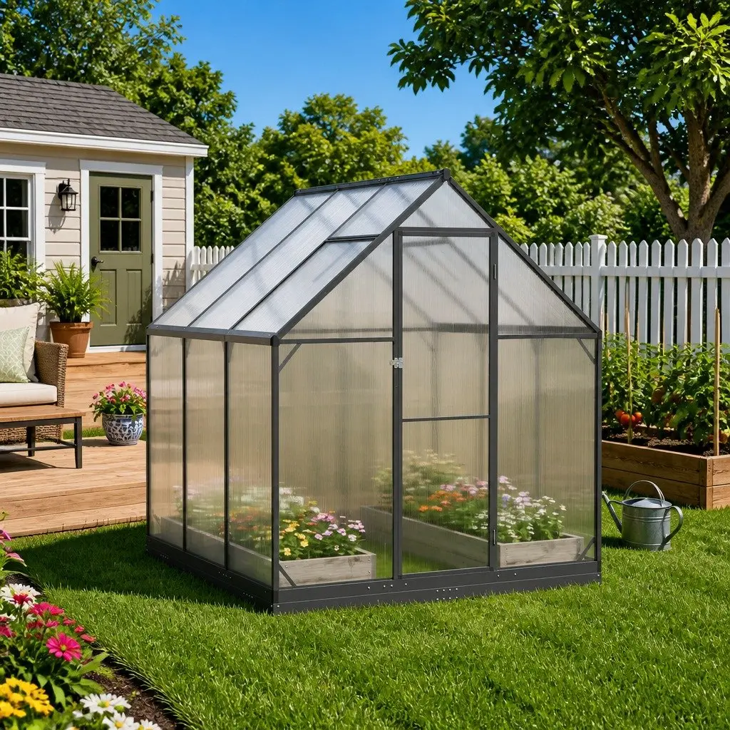 Garden Greenhouse Tunnel Frame for Outdoor Use Adjustable Height Anthracite 183.5cm