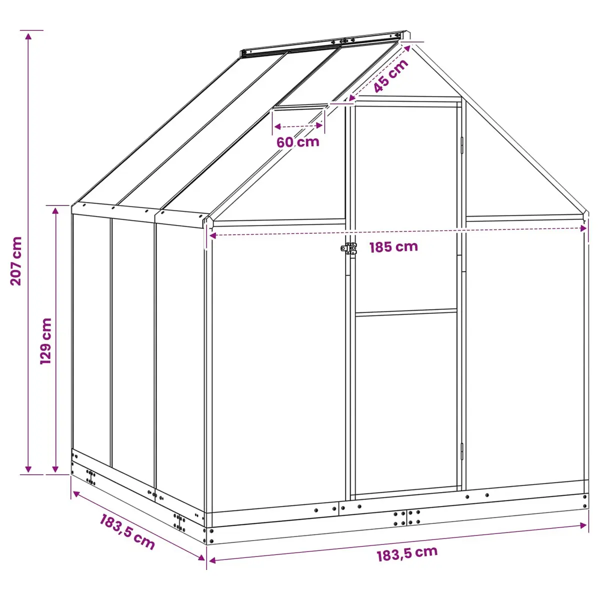 Garden Greenhouse Tunnel Frame for Outdoor Use Adjustable Height Anthracite 183.5cm