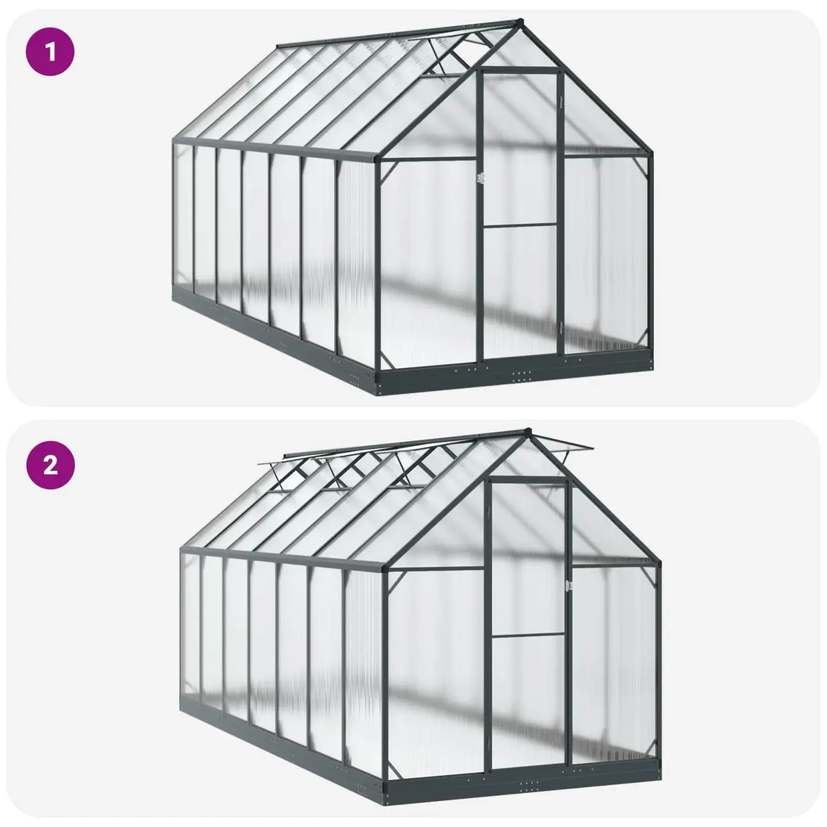 Garden Greenhouse Tunnel Anthracite Adjustable Height Weather-Resistant