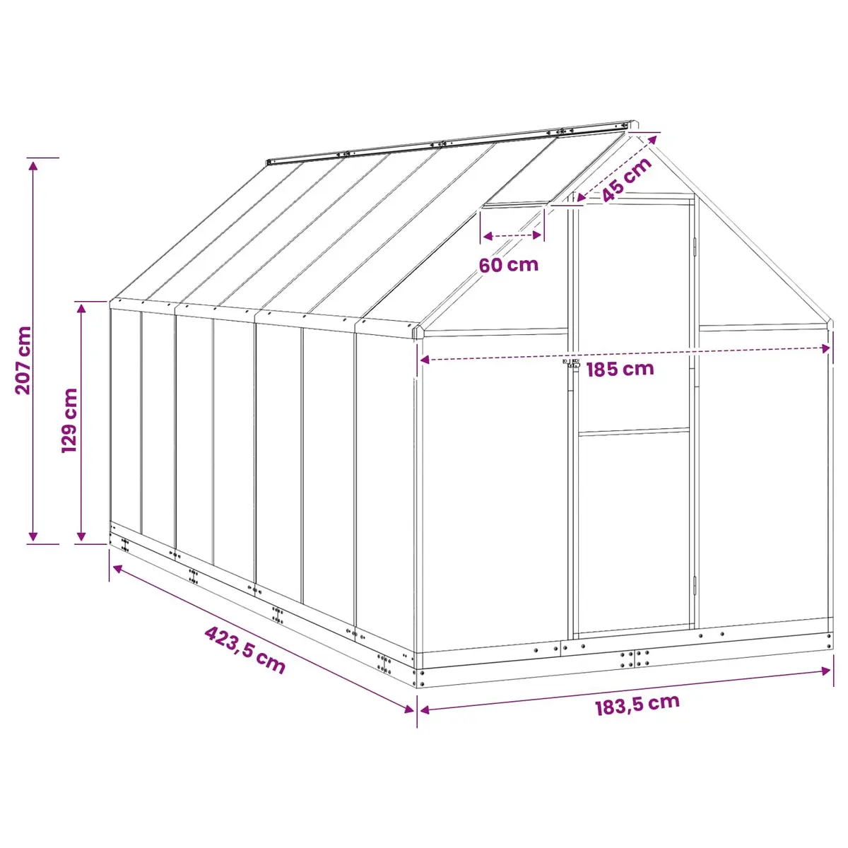 Garden Greenhouse Tunnel Anthracite Adjustable Height Weather-Resistant