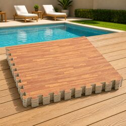 EVA Foam Modular Pool Ground Mat - 6 Pieces, Brown