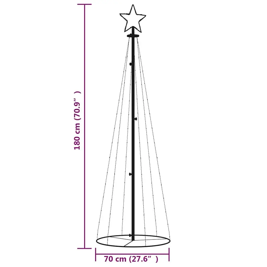 Christmas Cone Tree Indoor Outdoor 70cm Diameter 180cm Height 108 Cold White LEDs
