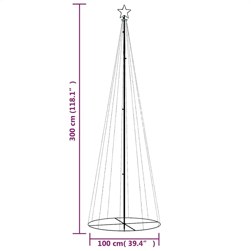 Christmas Cone Tree 310 Cold White LEDs 100x300cm Indoor Outdoor Holiday