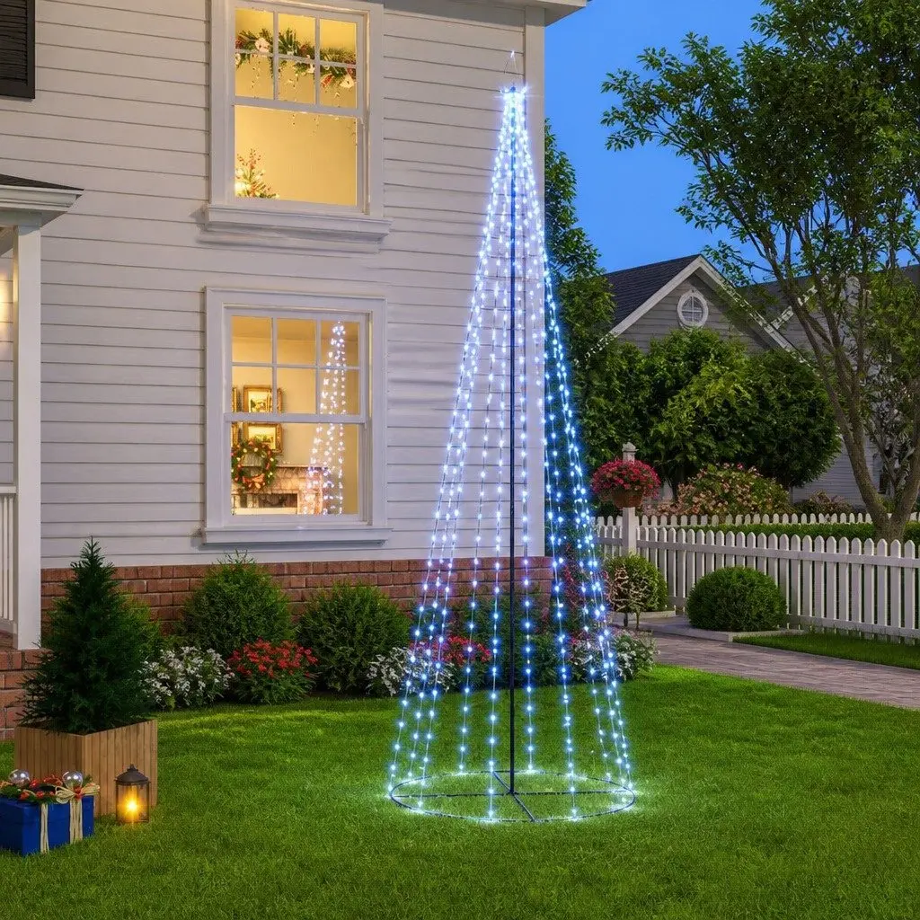 Christmas Cone Tree 310 LEDs 100x300cm Blue Indoor Outdoor Decoration Light