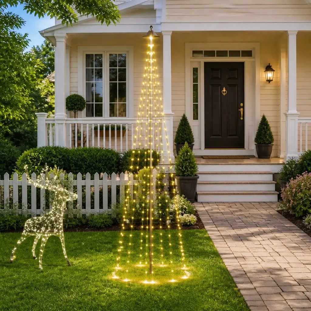 Christmas Tree Flagpole Light Outdoor 300cm 310 Warm White LEDs 8 Effects
