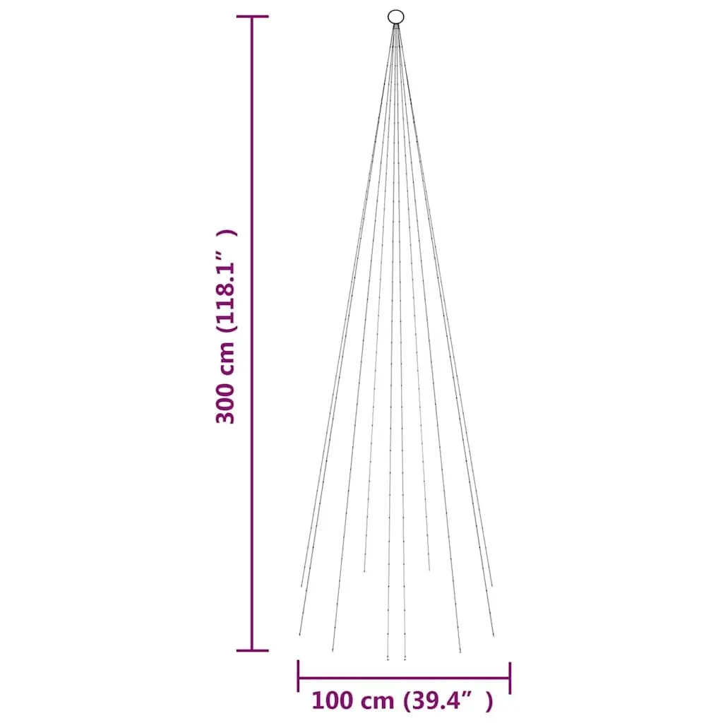Christmas Tree Flagpole Light Outdoor 300cm 310 Warm White LEDs 8 Effects