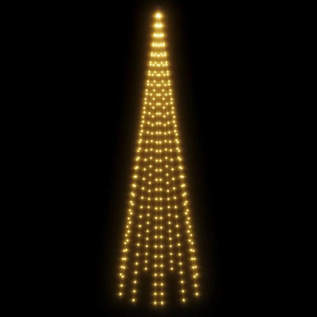 Christmas Tree Flagpole Light Outdoor 300cm 310 Warm White LEDs 8 Effects
