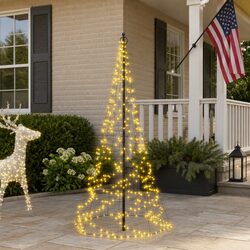 Christmas Tree Flagpole Light 180cm 200 LED Warm White 8 Effects Holiday