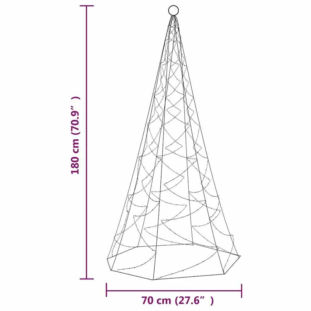 LED Christmas Tree for Flagpole 180cm 200 Warm White Lights 8 Effects