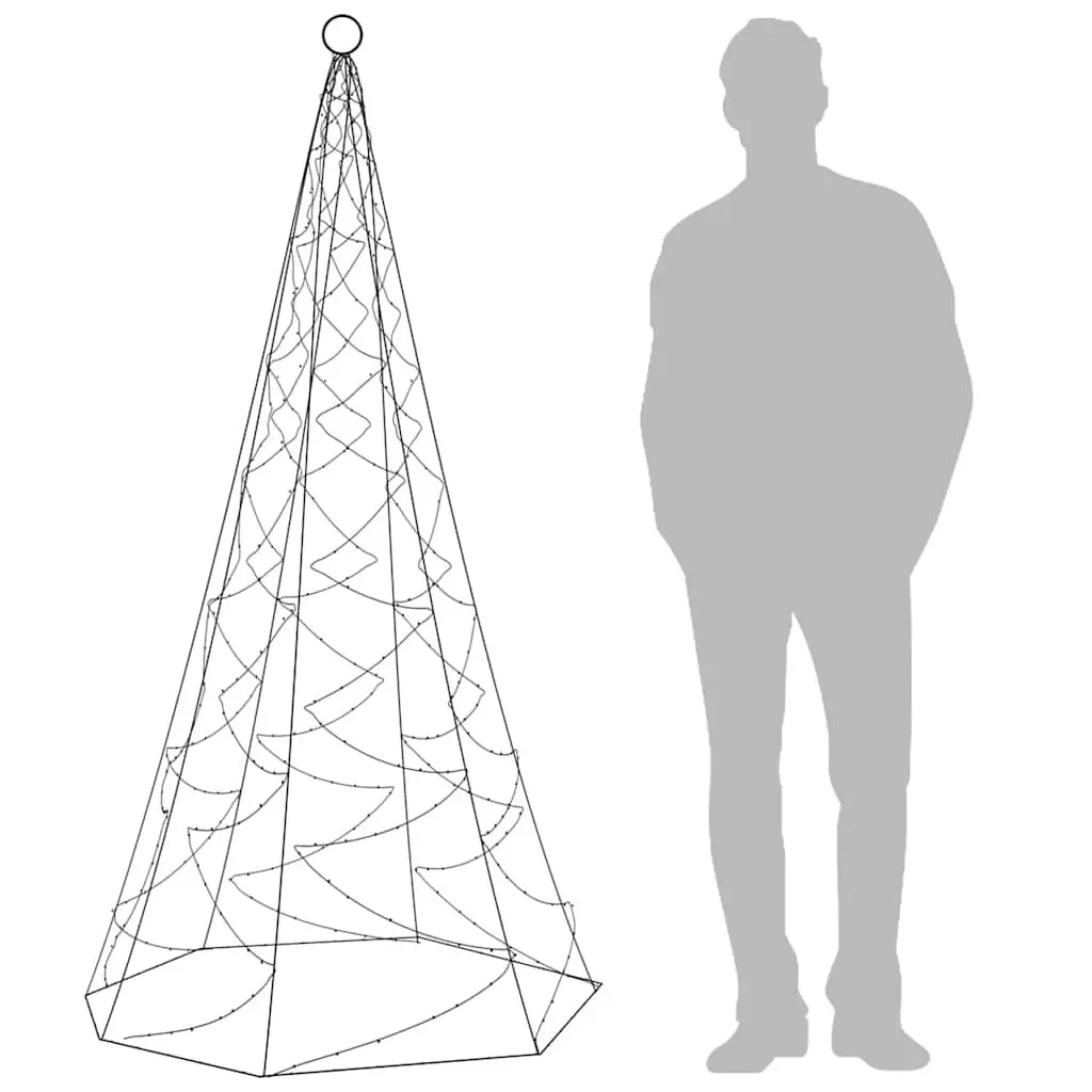 LED Christmas Tree for Flagpole 180cm 200 Warm White Lights 8 Effects