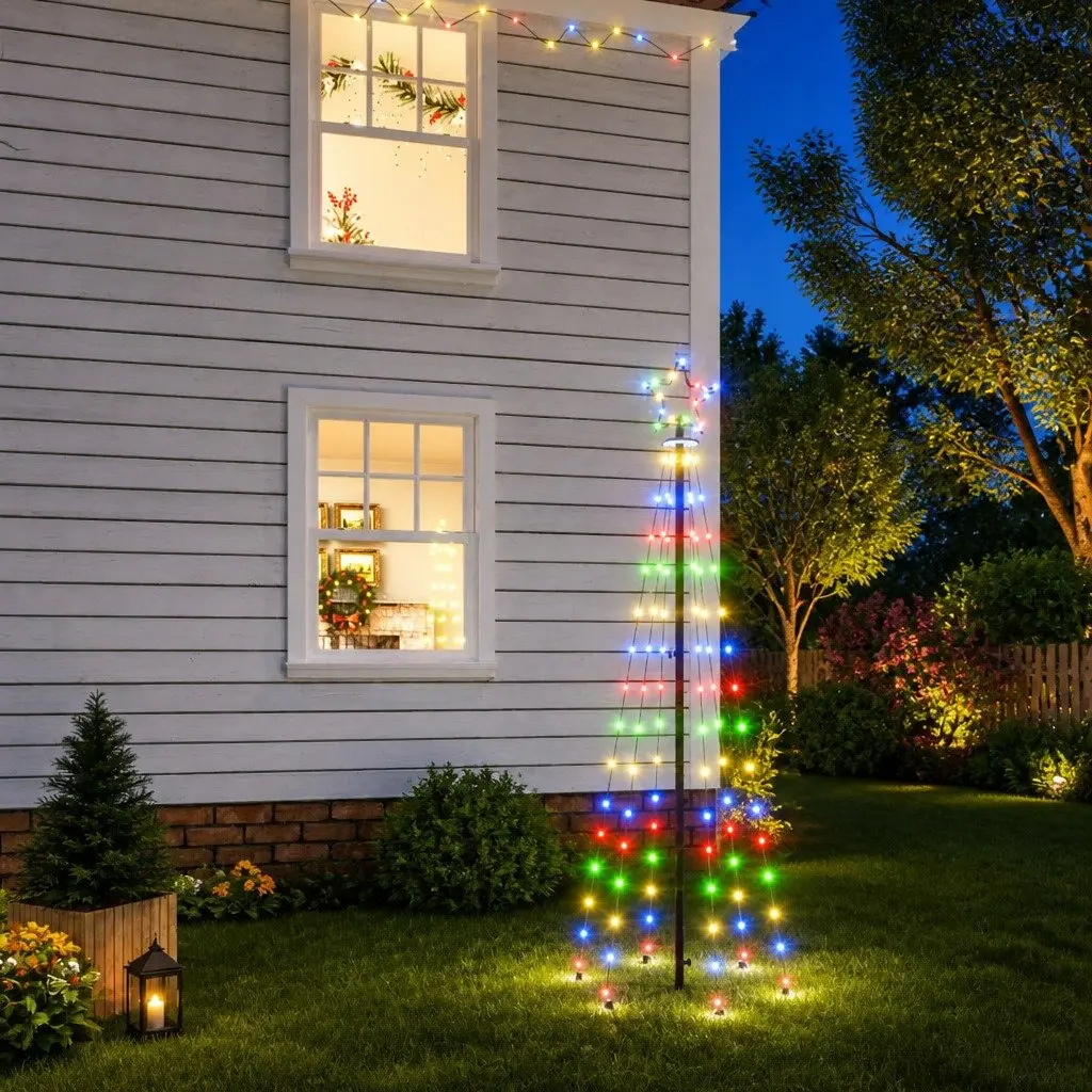 Christmas Tree Indoor Outdoor 180cm 108 Multicolour LEDs 8 Lighting Effects