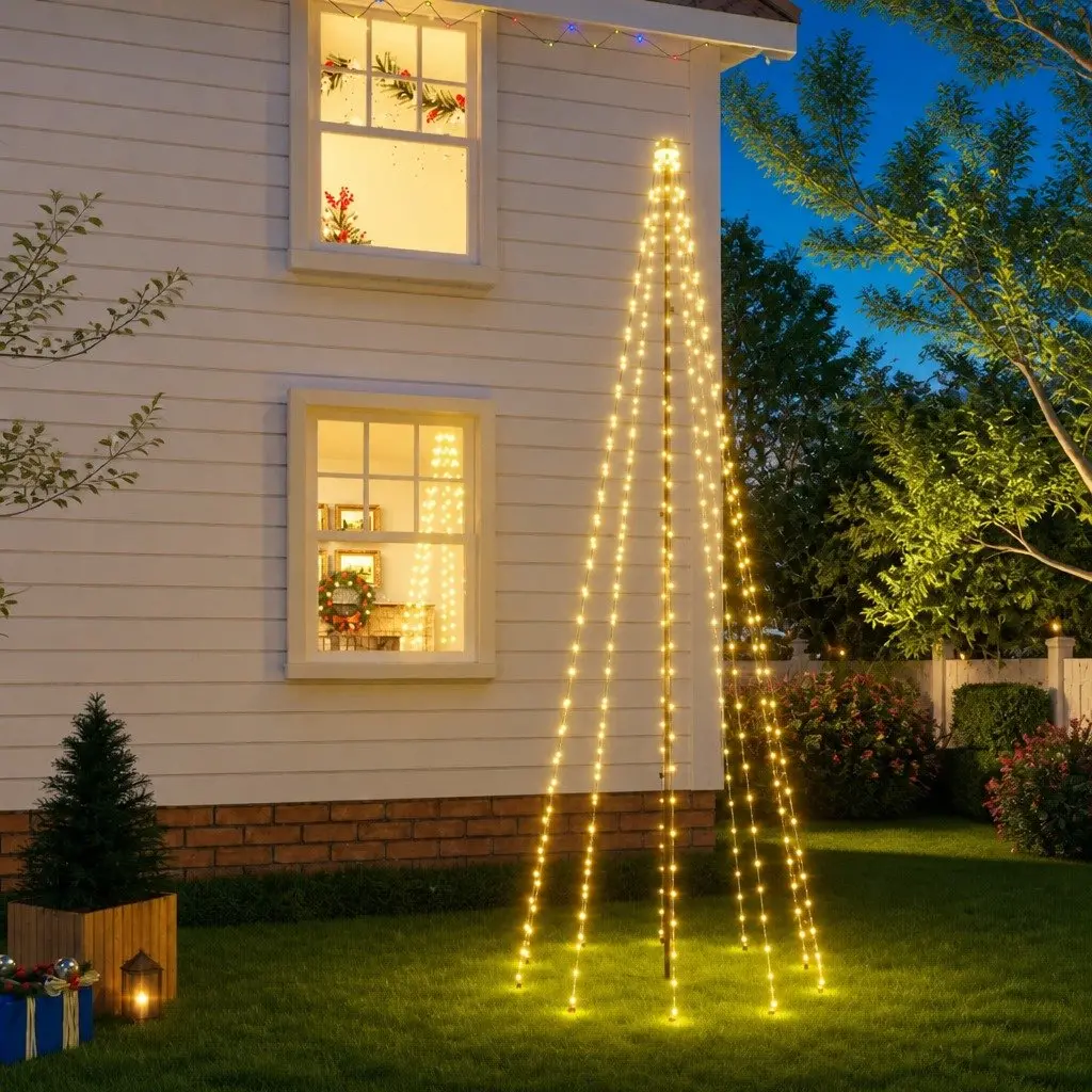 Christmas Tree with Spike Warm White 310 LEDs 300cm Height Holiday Home Decor