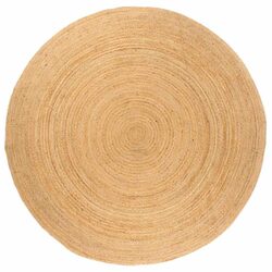 Round Braided Jute Area Rug 180cm Beige Handwoven