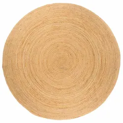 Round Braided Jute Area Rug 180cm Beige Handwoven