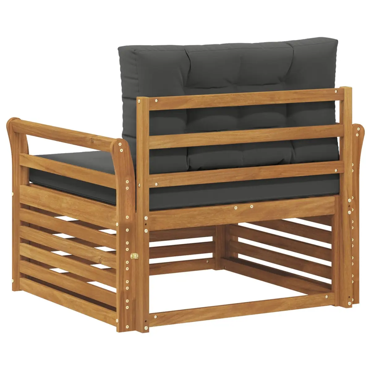 Outdoor Sectional Sofa Set Garden Furniture Brown Solid Wood Modular Seating