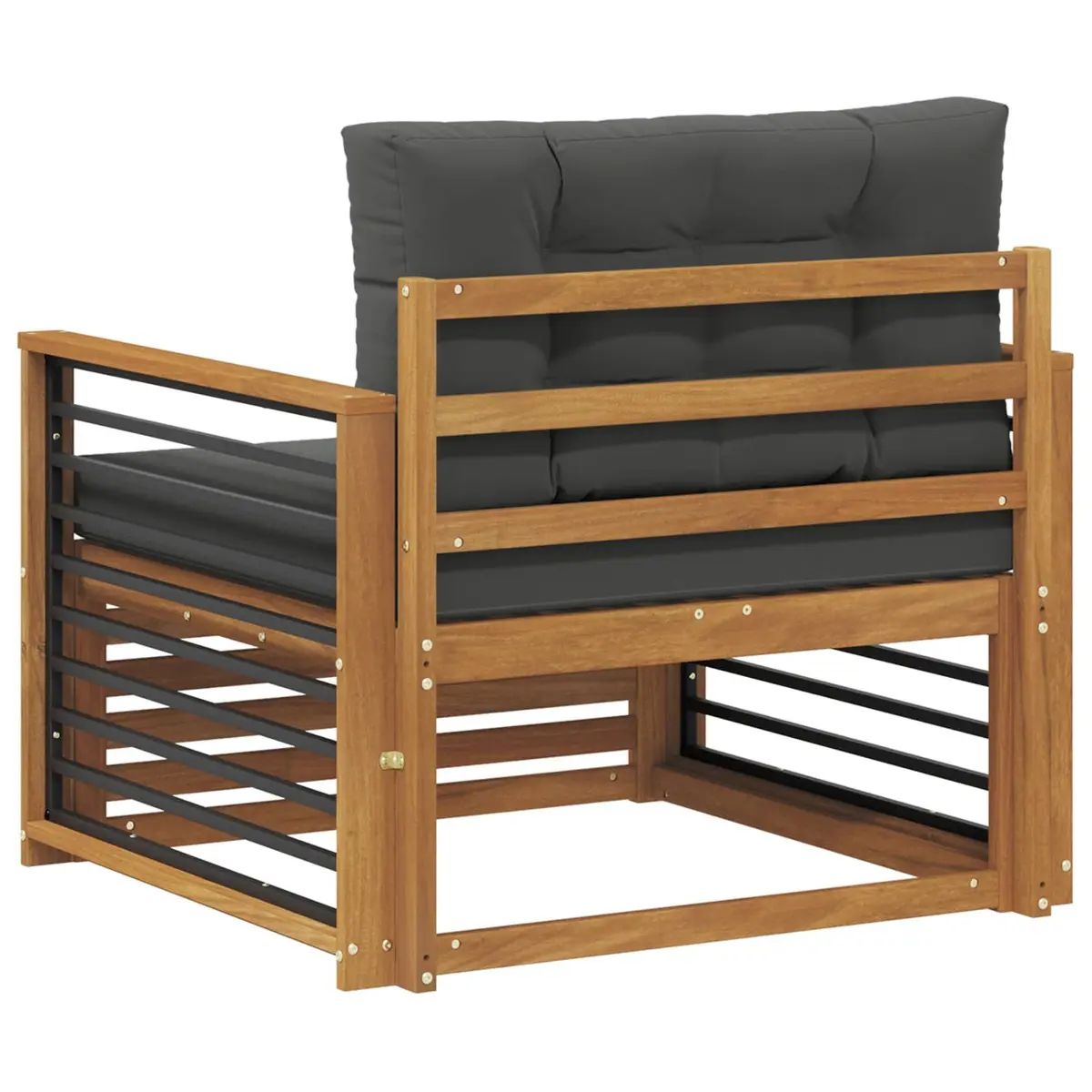 Outdoor Sectional Sofa Set Brown Solid Acacia Wood Garden Patio Furniture