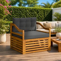 Solid Acacia Wood Sectional Sofa Set for Outdoor Use