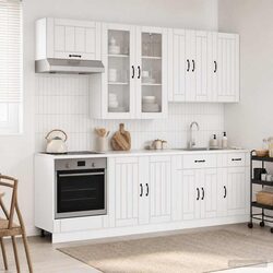Engineered Wood 8 pcs Kitchen Cabinet Storage Unit, High Gloss White