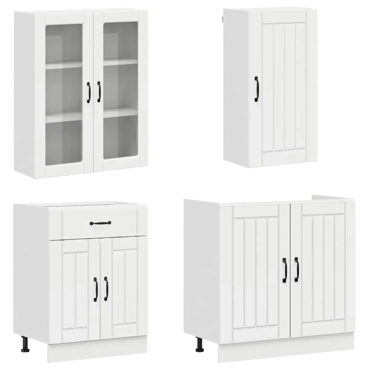 8PieceEngineeredWoodHighGlossWhiteKitchenCabinetStorageUnitModernDesign