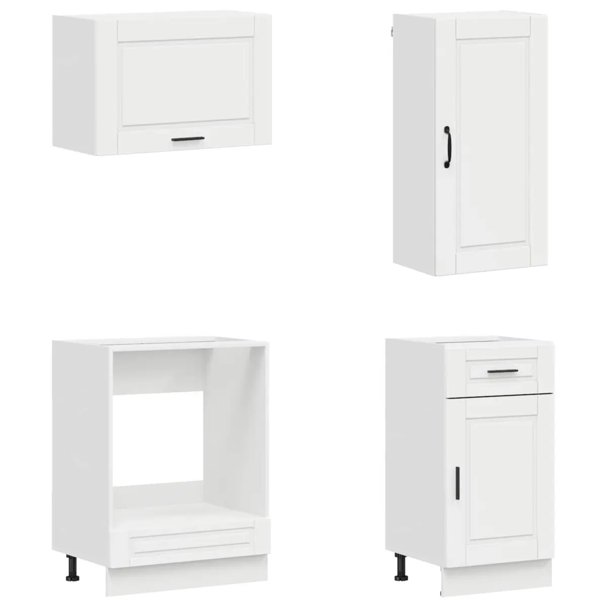 8 Piece High Gloss White Kitchen Cabinet Set Engineered Wood Storage Unit