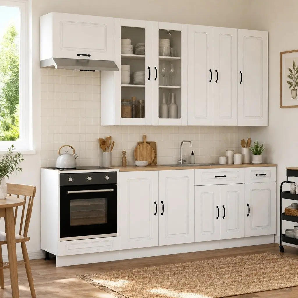 Kitchen Unit White Engineered Wood 8 Pieces