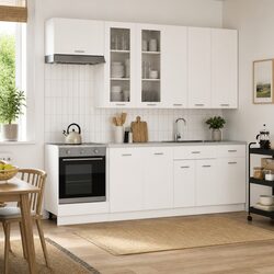 8-Piece White Kitchen Cabinet Unit in Engineered Wood