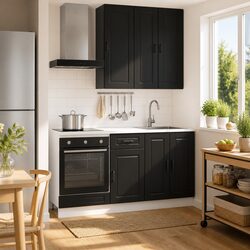Black Kitchen Cabinet Unit 5 Piece - Engineered Wood Specs