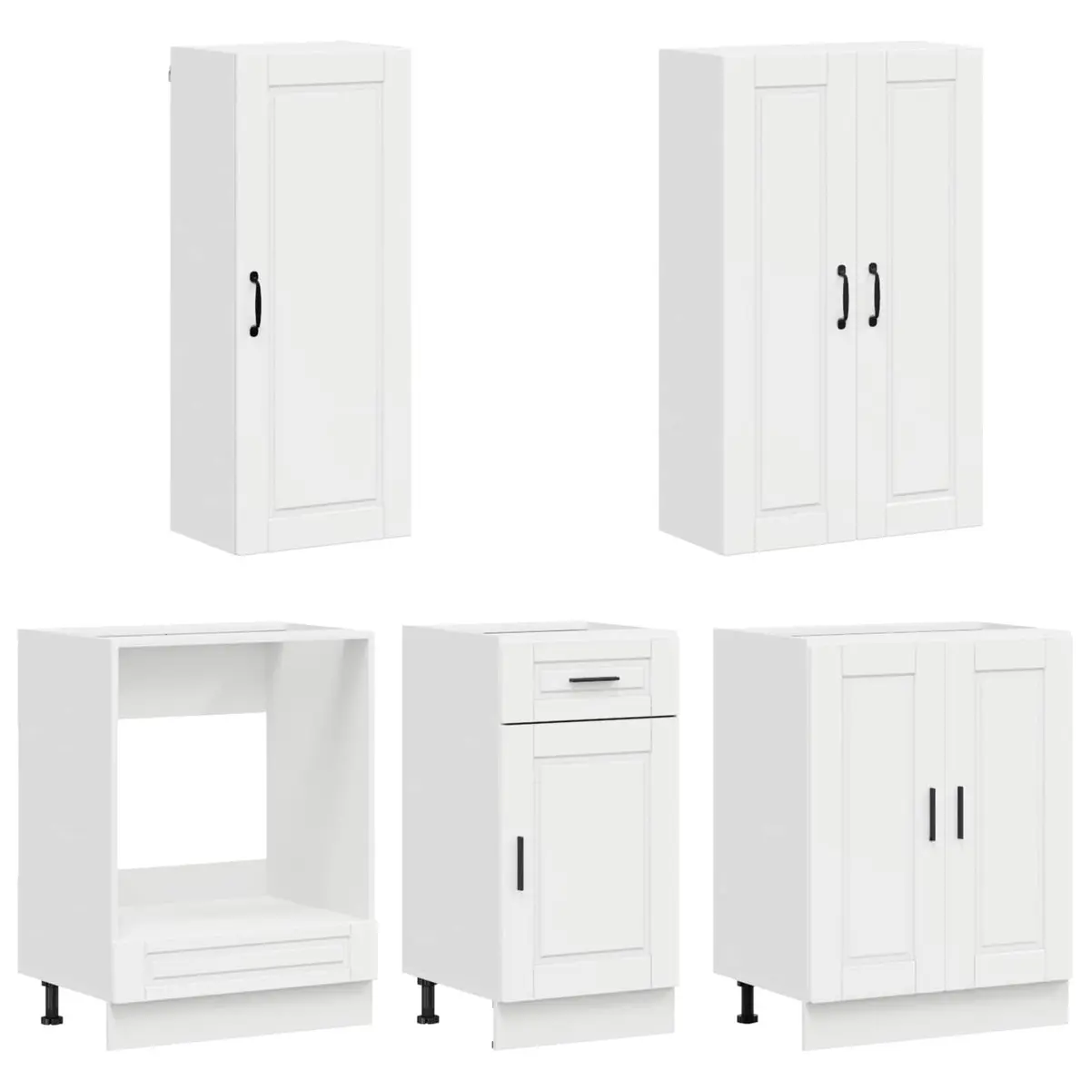 Kitchen Unit PORTO 5 Piece High Gloss White Storage Cabinet Engineered Wood