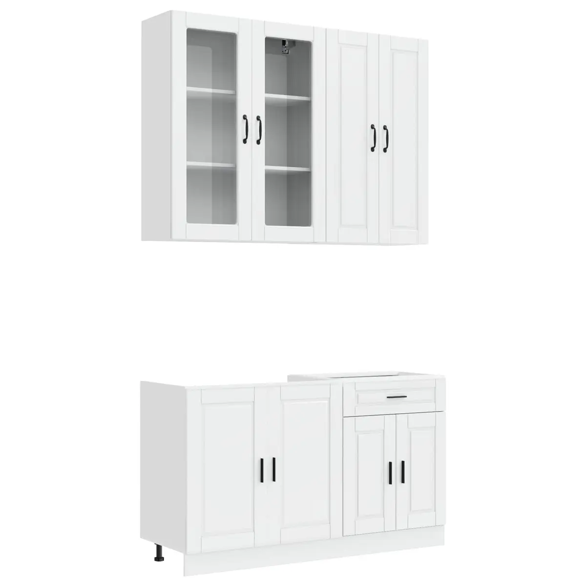 Kitchen Unit 4 Piece High Gloss White Storage Cabinet Engineered Wood