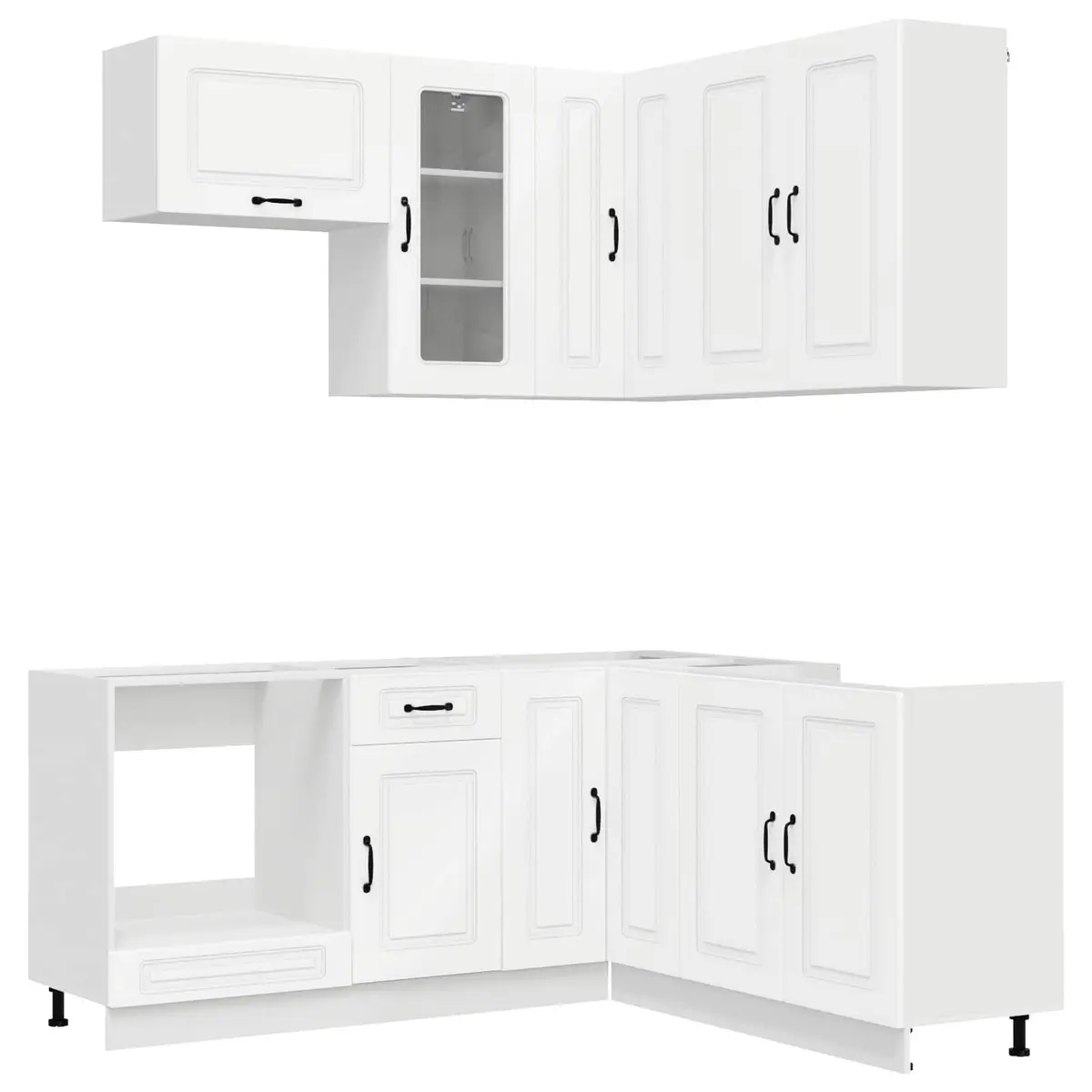 Kitchen Cabinet Unit 8 Piece White Engineered Wood Modern Storage Furniture