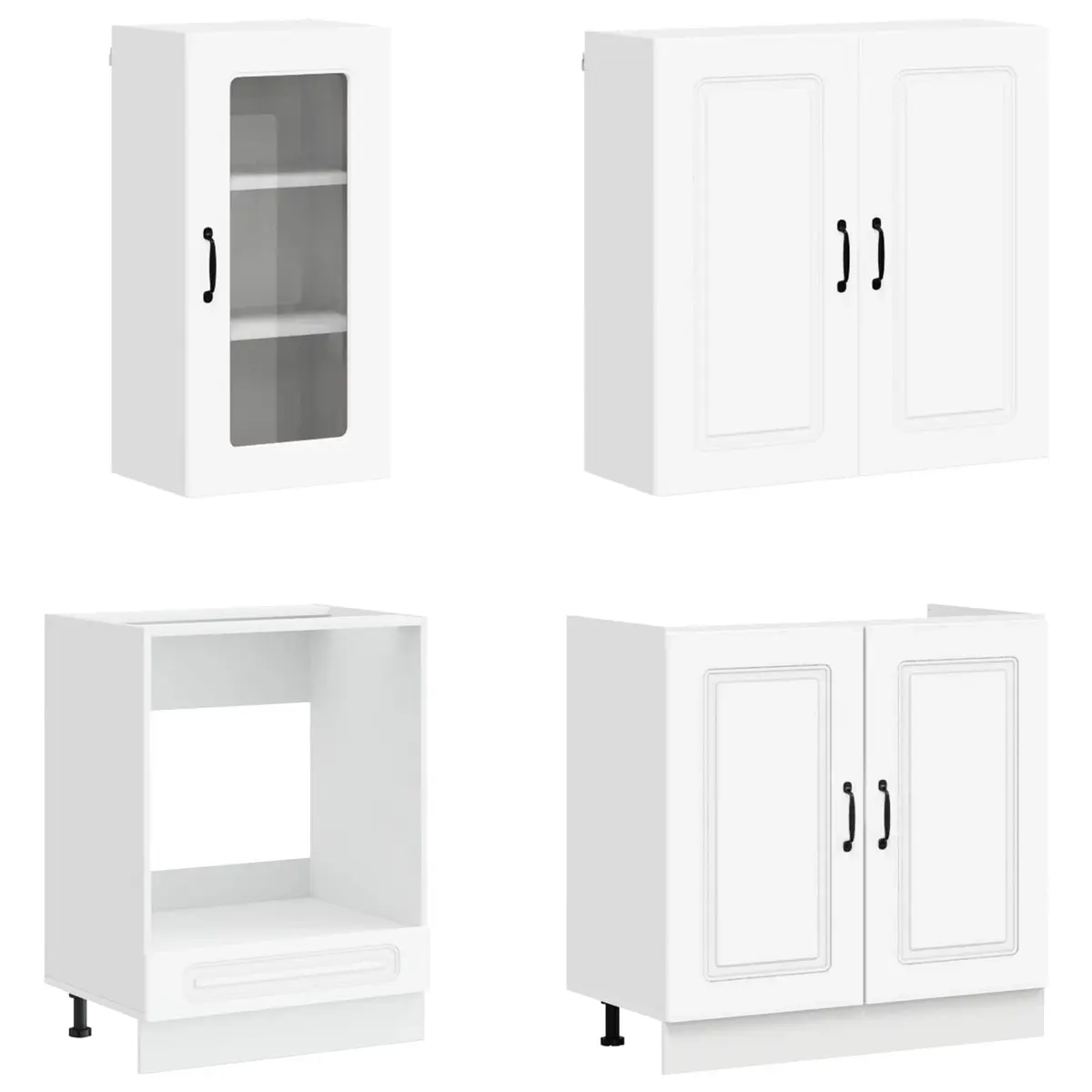 Kitchen Cabinet Unit 8 Piece White Engineered Wood Modern Storage Furniture