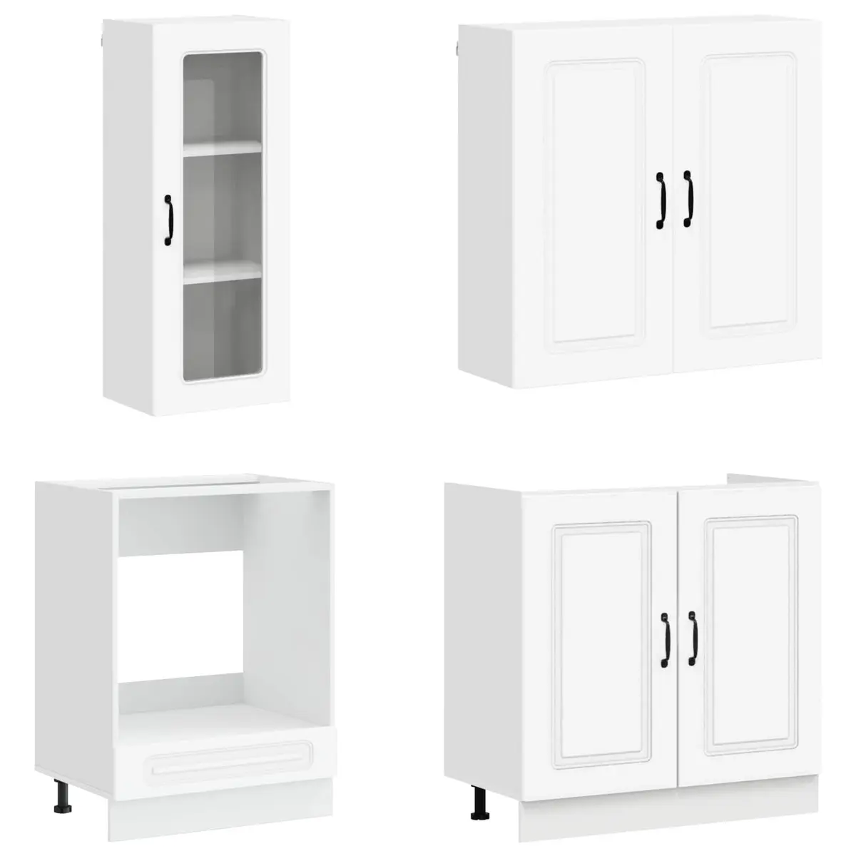 8-Piece White Engineered Wood Cabinets