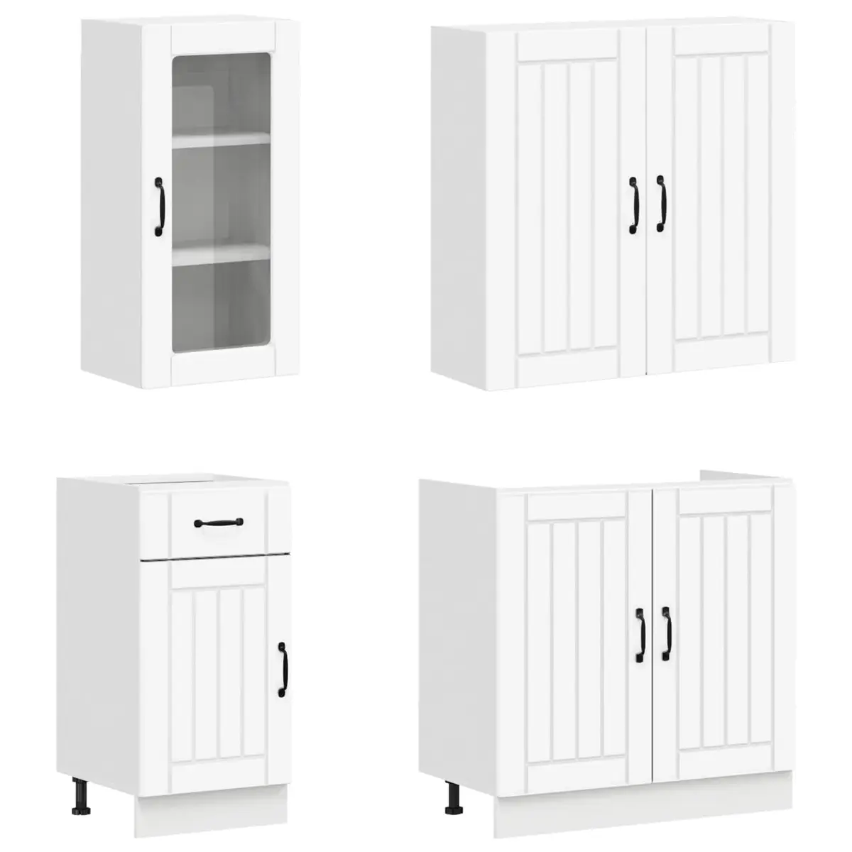 8 Piece White Engineered Wood Kitchen Unit