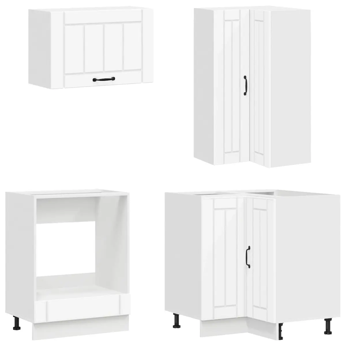 Kitchen Unit 8 Piece White Engineered Wood Modern Cabinet Storage Furniture