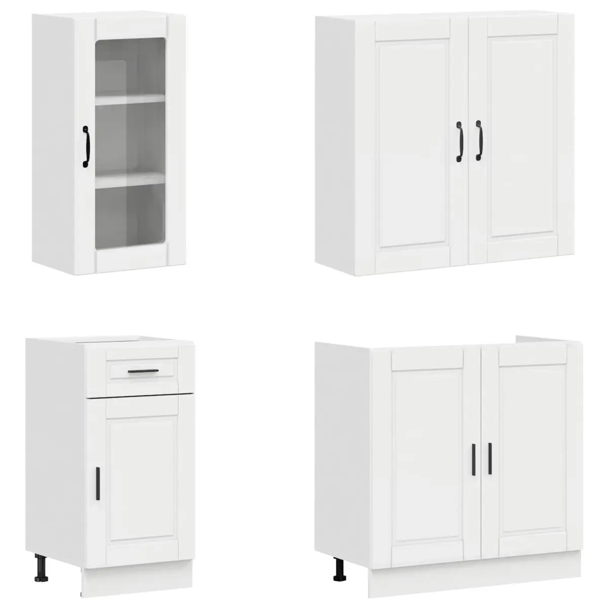 Kitchen Unit PORTO 8 pcs High Gloss White Engineered Wood Cabinet Storage