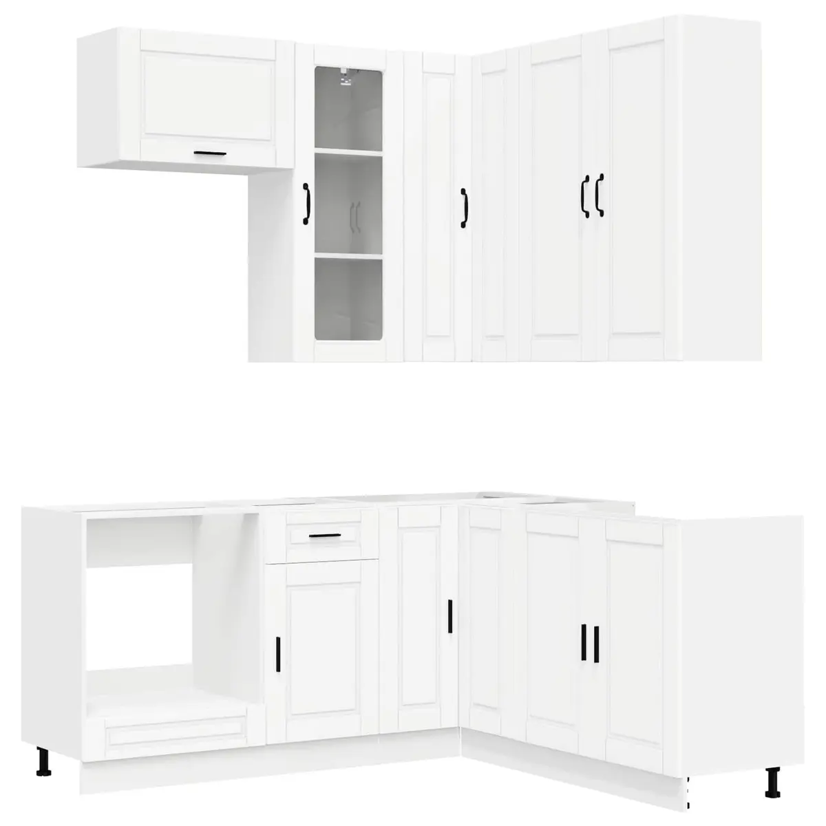 Kitchen Unit PORTO 8 Piece White Engineered Wood Cabinet Storage Furniture