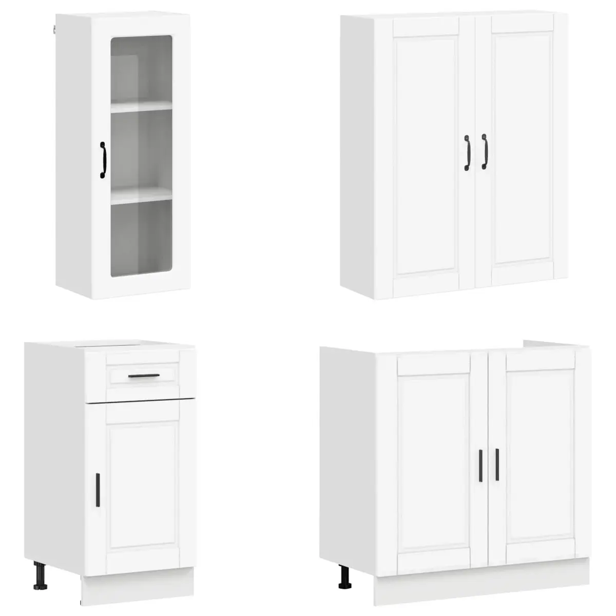 Kitchen Unit PORTO 8 Piece White Engineered Wood Cabinet Storage Furniture