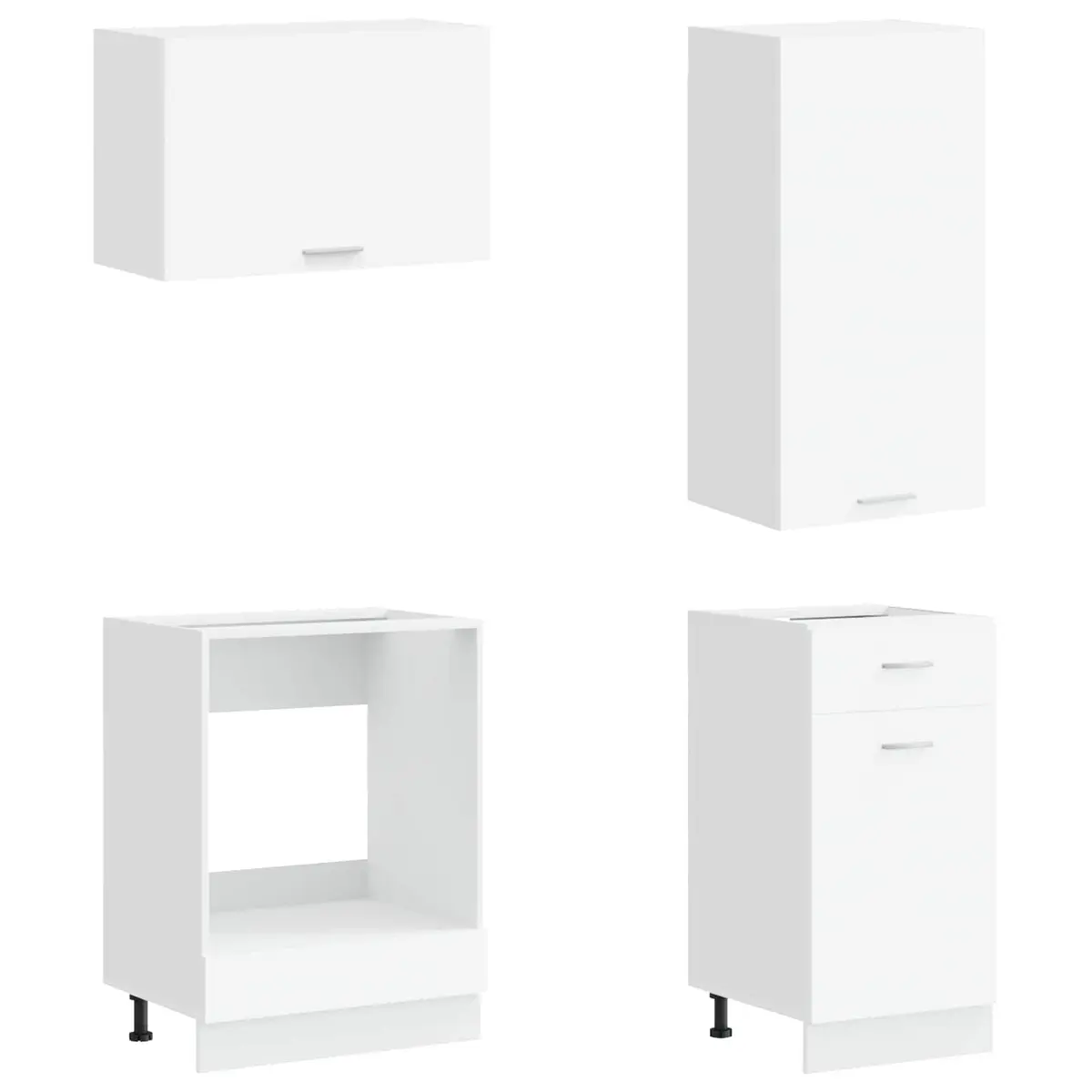 8-Piece White Kitchen Storage Cabinet, Engineered Wood
