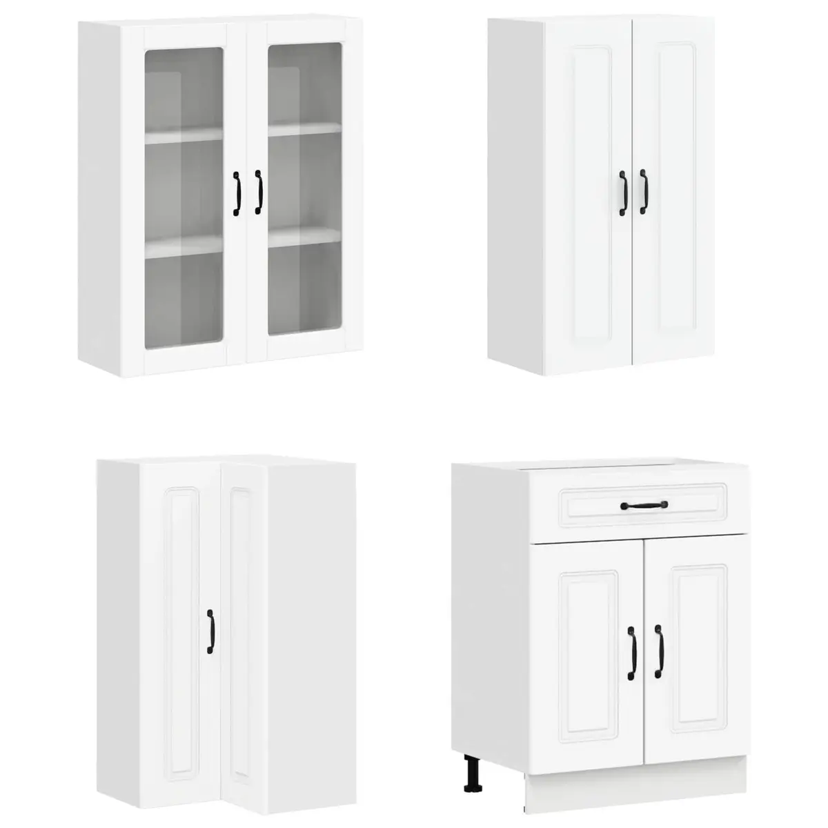 8-Piece White Kitchen Cabinet Unit